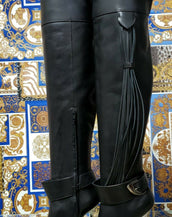 Pre-Fall 2014 L# 9 VERSACE BLACK LEATHER OVET-the-KNEE Boots with TASSELS 36 - 6