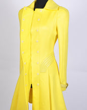 New VERSACE Yellow Wool Flared Coat
