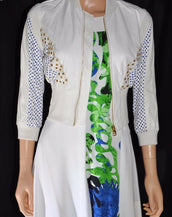 NEW VERSACE RESORT 2012 LOOK#16 SILK WHITE DRESS with FLORAL PRINT 38 - 2