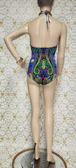 NEW VERSACE BLUE BAROCCO PRINTED SWIMSUIT XS size