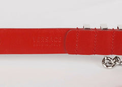 F/W 2013 Look # 38 VERSACE RED PATENT LEATHER BELT with CHAINS 75/30