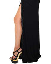 $12,150 NEW VERSACE CHAIN EMBELLISHED LONG BLACK DRESS GOWN  40 - 4
