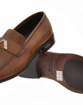 NEW VERSACE BROWN LEATHER SHOES LOAFERS 40 - 7