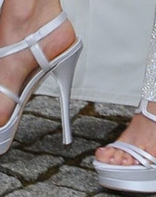 New VERSACE white silk double platform sandals as seen on Jennifer 40 - 10