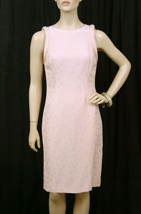 90-S VINTAGE GIANNI VERSACE COUTURE NUDE PINK PEACH FLORAL DRESS 40