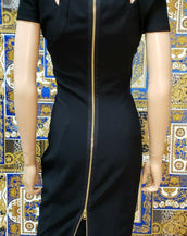NEW VERSACE BLACK STRETCH COCTAIL DRESS with GOLD -TONE BACK ZIPPER 38 - 4