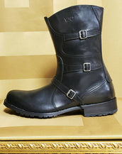 NEW VERSACE JEANS COUTURE BACK LEATHER BUCKLE BOOTS with SIDE ZIPPER 44 - 11