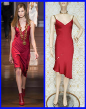 F/W 2014 look #45 NEW VERSACE SILK RED CHEMISE DRESS 38 - 2