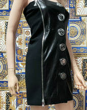 S/16 L#18 NEW VERSUS VERSACE + ANTHONY VACCARELLO EMBELLISHED LEATHER DRESS 38-2