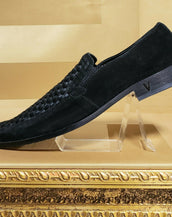 NEW VERSACE COLLECTION BLACK SUEDE LEATHER LOAFER SHOES 42 - 9