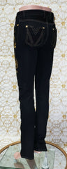 Pre-Fall 2013 L # 2 BRAND NEW VERSACE BAROQUE GOLD EMBROIDERED JEANS size 26