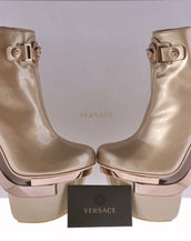 New VERSACE TRIPLE PLATFORM ROSE GOLD LEATHER BOOTIE BOOTS  36.5 - 6.5