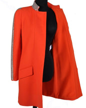 $6,125 New VERSACE Orange Wool and Chain Mesh Coat 40