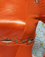 PRE-Fall 2010 look # 15 NEW VERSACE ORANGE MINI DRESS with COLD CHAINS 38 - 2