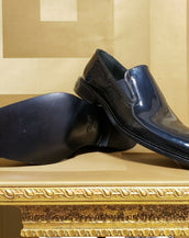 NEW VERSACE BLACK PATENT LEATHER LOAFER SHOES 44.5 - 11.5