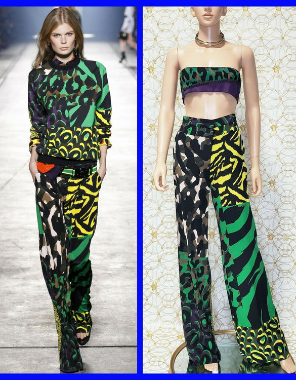 S/S 2016 Look # 32 VERSACE MULTI COLOR MILITARY PANTS size 38 - 2