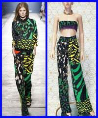 S/S 2016 Look # 32 VERSACE MULTI COLOR MILITARY PANTS size 38 - 2