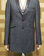 NEW S/S11 LOOK #7 VERSACE GRAY COAT JACKET with LEATHER COLLAR 48 - 38