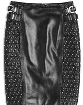 $4,875 New VERSACE Studded Black Leather Moto Pencil Skirt  40- 4