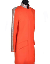 $6,125 New VERSACE Orange Wool and Chain Mesh Coat 40