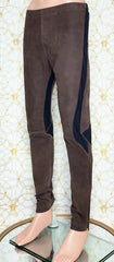 F/W 2015 Look# 37 VERSACE BROWN LEATHER LOUNGE SPORT PANTS size 48 - 32 (M)