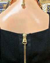 NEW VERSACE BLACK STRETCH COCTAIL DRESS with GOLD -TONE BACK ZIPPER 38 - 4