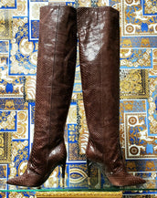 NEW TOM FORD BROWN ANACONDA OVER THE KNEE BOOTS 38.5 - 8.5