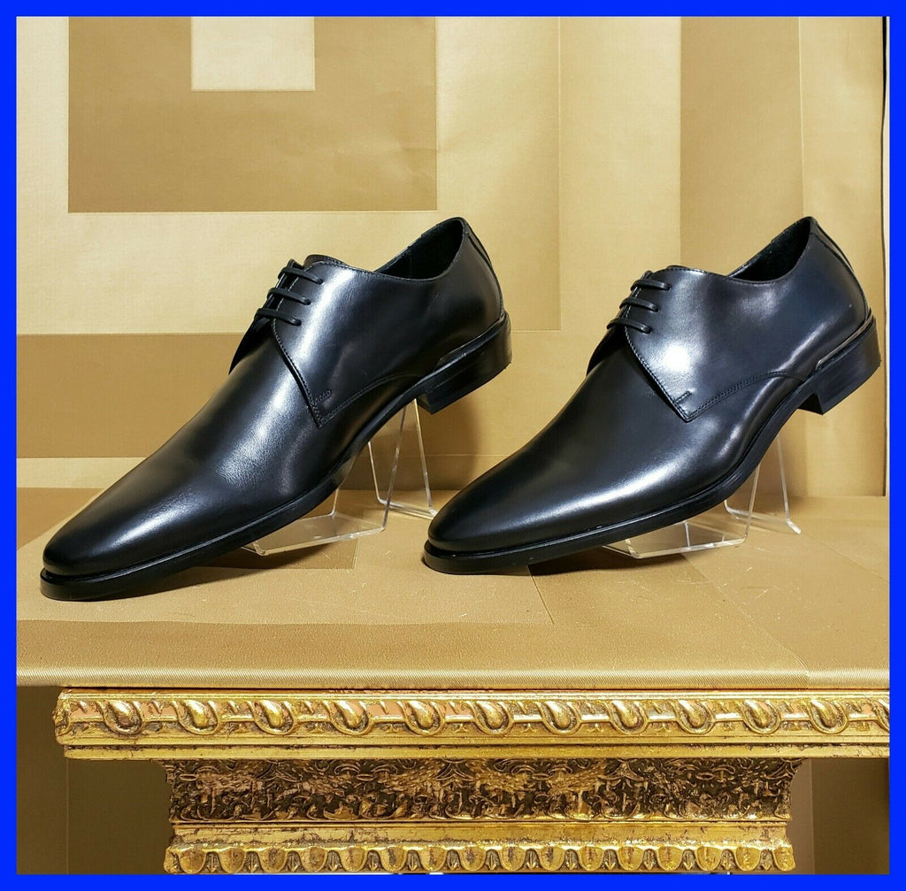 NEW VERSACE BLACK LEATHER LOAFER SHOES with METAL HARDWARE 42 - 9