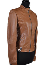 NEW VERSACE Brown Leather Moto Jacket 40 - 4