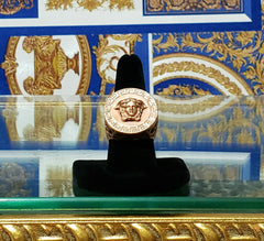 NEW VERSACE 24K ROSE GOLD-TONE MEDUSA GREEK KEY RING size 9.5
