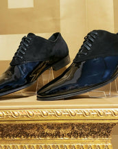 S/S 2011 look # 36 NEW VERSACE BLACK PATENT LEATHER LOAFER with SUEDE 44 - 11