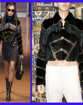F/W14 Look #19 VERSACE FUR JACKET with STUDS, CRYSAL and LEATHER FRINGE 38 - 2