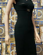 NEW VERSACE COLLECTION BLACK KNIT DRESS with MEDUSA BUCKLE 36 - 0