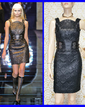 F/W2012 look#10 NEW VERSACE TEXTURED LEATHER SHEATH DRESS as seen on Emma 38 -2