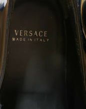 NEW VERSACE BLACK PATENT LEATHER LOAFER SHOES 44.5 - 11.5