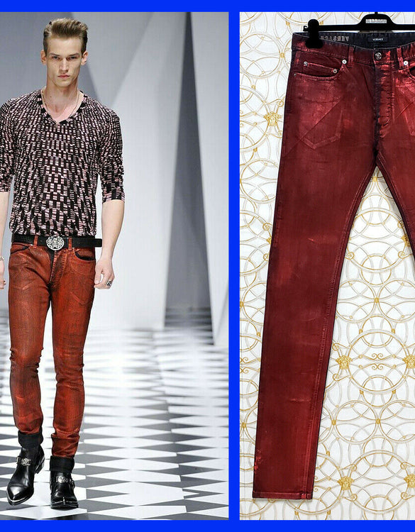 S/S 2011 Look #25 VERSACE RUNWAY LAMINATED JEANS size 48 - 32 (M)