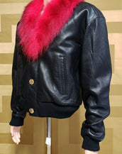 NEW VERSACE FUR LINED BLACK LEATHER JACKET 48 - 38