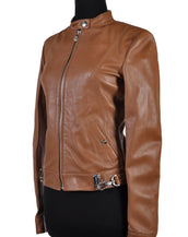 NEW VERSACE Brown Leather Moto Jacket 40 - 4