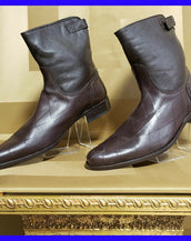 NEW VERSACE COLLECTION BROWN LEATHER BOOTS with SHARP TOE 44 - 11