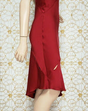 F/W 2014 look #45 NEW VERSACE SILK RED CHEMISE DRESS 38 - 2