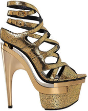 New VERSACE Gold Leather Triple Platform Sandals Shoes 38.5 - 8.5