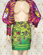 1991 GIANNI VERSACE ATELIER GREEN VINTAGE JACKET and SKIRT SUIT 38 -2