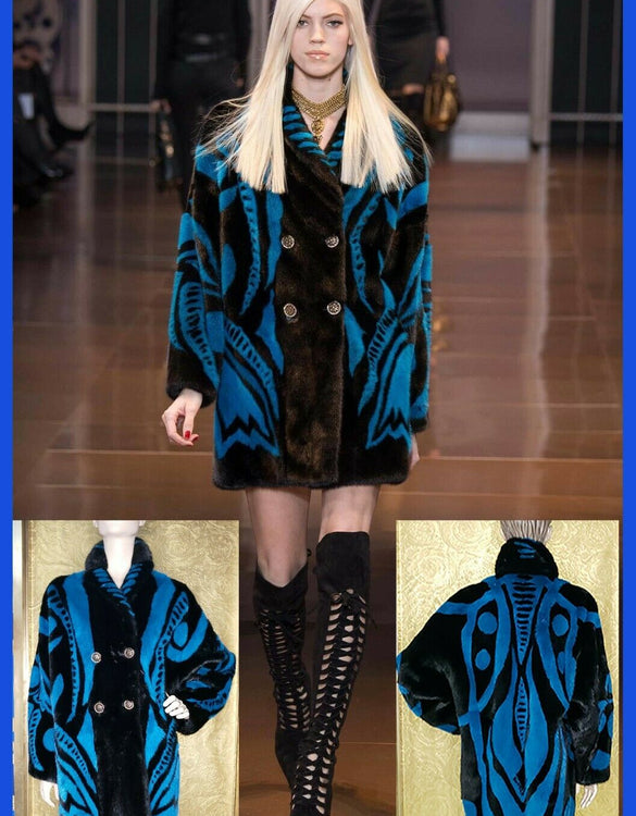 F/W 2014 look # 27 VERSACE MINK FUR COAT WITH CRYSTAL EMBELLISHED BUTTONS 40 - 6