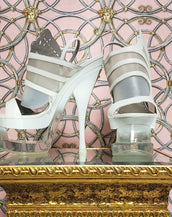 S/S 2012 NEW VERSACE WHITE LEATHER and PLEXIGLASS PLATFORM SHOES 40 - 10; 41 - 11