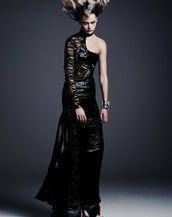 $12,225 NEW VERSACE BLACK ONE SHOULDER EMBELLISHED DRESS GOWN *as seen on Kerry*  40 - 4