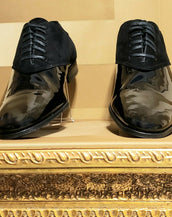 S/S 2011 look # 36 NEW VERSACE BLACK PATENT LEATHER LOAFER with SUEDE 44 - 11