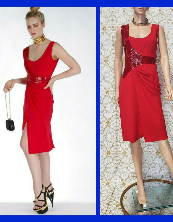 NEW VERSACE EMBELLISHED RED DRESS 40 - 4