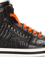 NEW VERSACE BLACK BAROQUE QUILTED LEATHER HIGH-TOP SNEAKERS 39 - 6