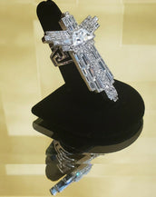 New VERSACE Oversized Graphic Cross Ring with Crystals Size 7.5