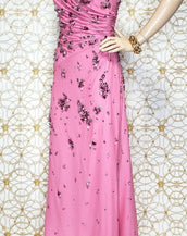 NEW PINK ONE SHOULDER GOWN with CRYSTALS FORMAL DRESS 42 - 6